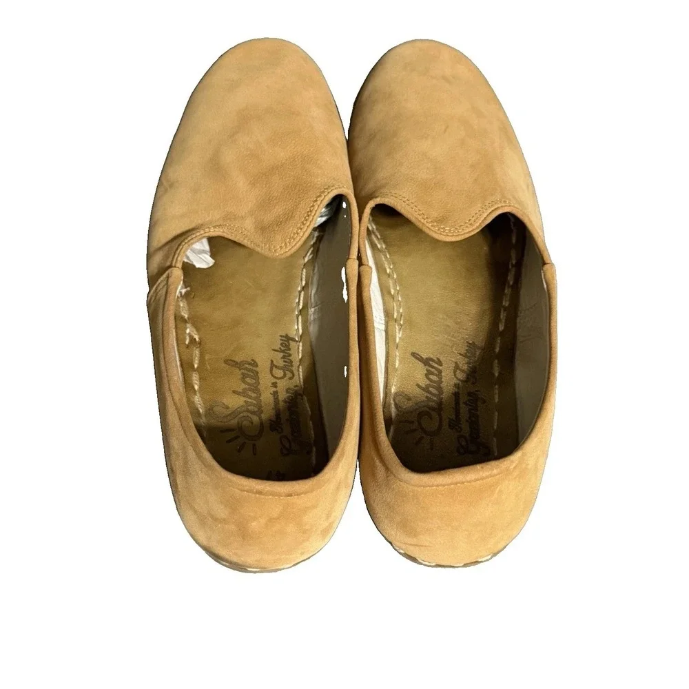 Sabah Tan Handmade Turkish‎ Leather Slip On Loafers Men's Size 47